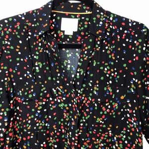 Anthropologie Maeve Button Down Polka Dot Blouse